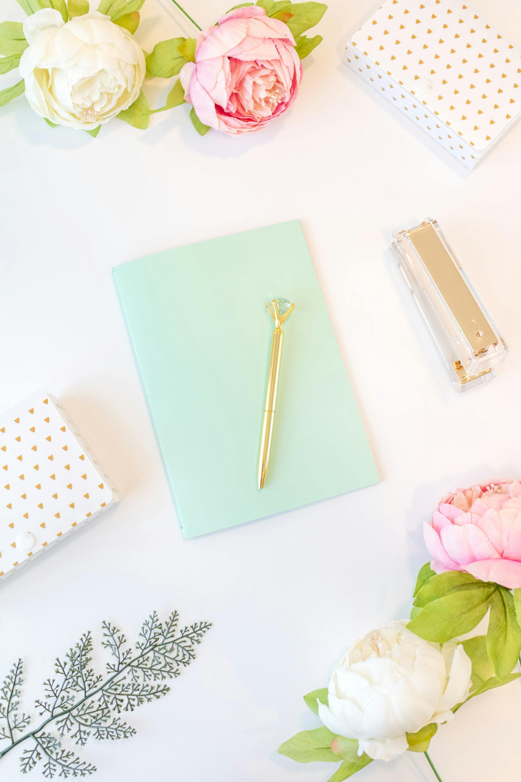 White desk that Francesca Varela uses for copy editing for romance authors 